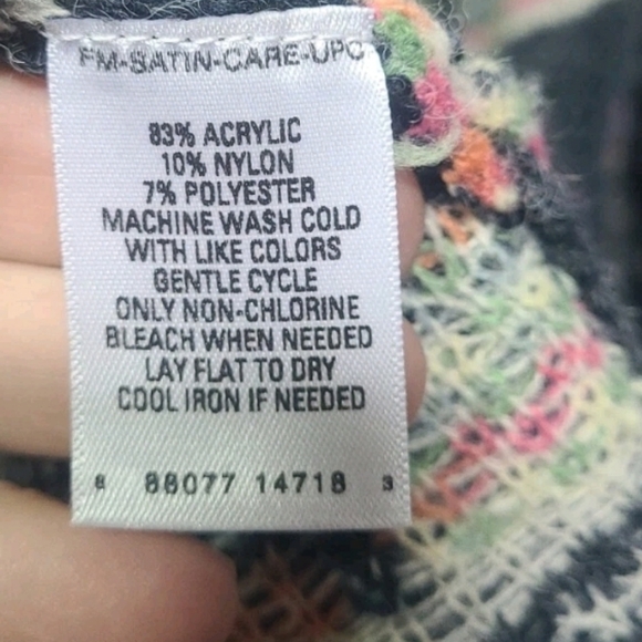 Indigo Aztec Geometric Print Long Open Cozy Tribal Print Cardigan Gray White M - Picture 5 of 6